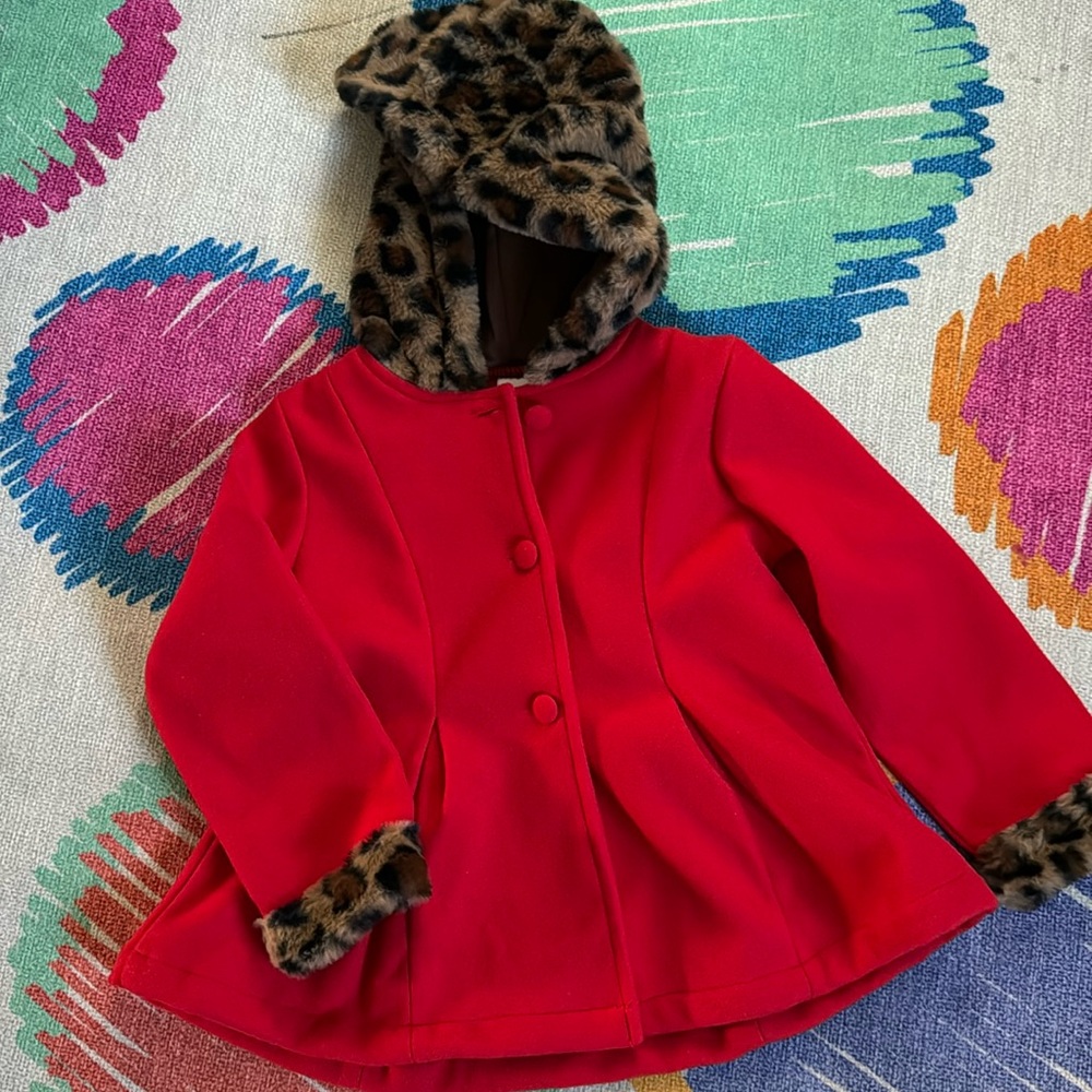 Girls red pea coat.